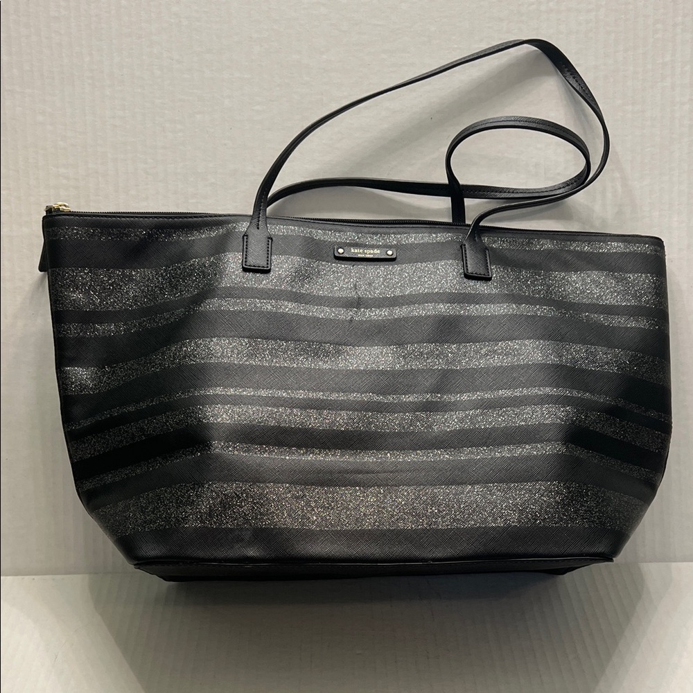 Kate Spade Black and Gray Glitter Tote